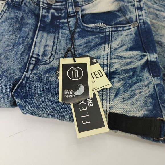 NWT Encrypted NYC Flex Denim Bleached Zip Jeans Zippered Knees Women Size: 10 - Picture 10 of 15